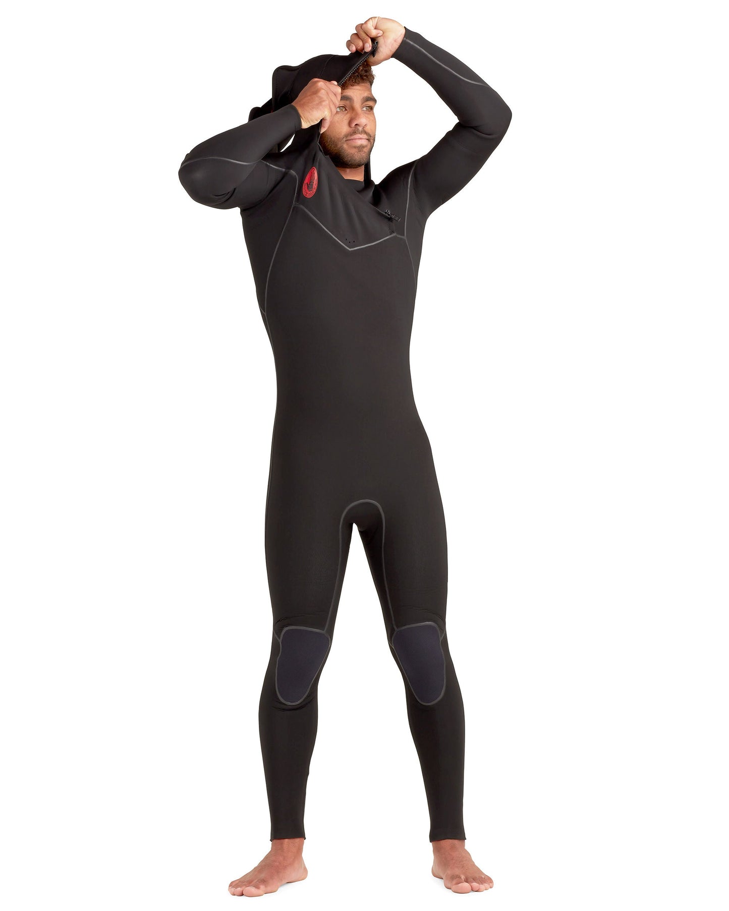 Men|Wetsuits Body Glove Red Cell 4/3mm Men's Chest-Zip Black Hooded Fullsuit